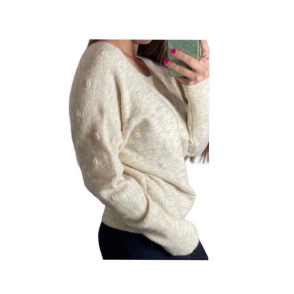 William Rast- Women’s Long Sleeve Nubby Sweater Ivory Alpaca Blend, Size Large - Picture 10 of 11